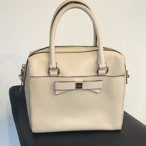 Kate‎ Spade Holly Street Ashton Satchel Beige Bow Leather Handbag Top Handle